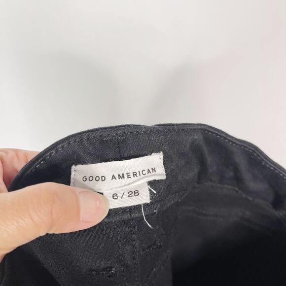 Good American 6 / 28 Black Good Legs Crop Jeans Cotton Stretch Skinny High Rise - Picture 8 of 12